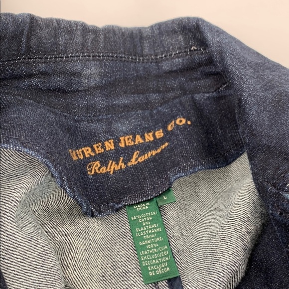 Ralph Lauren Jeans Denim barn duster jacket coat dark blue wash women Large - Picture 5 of 5